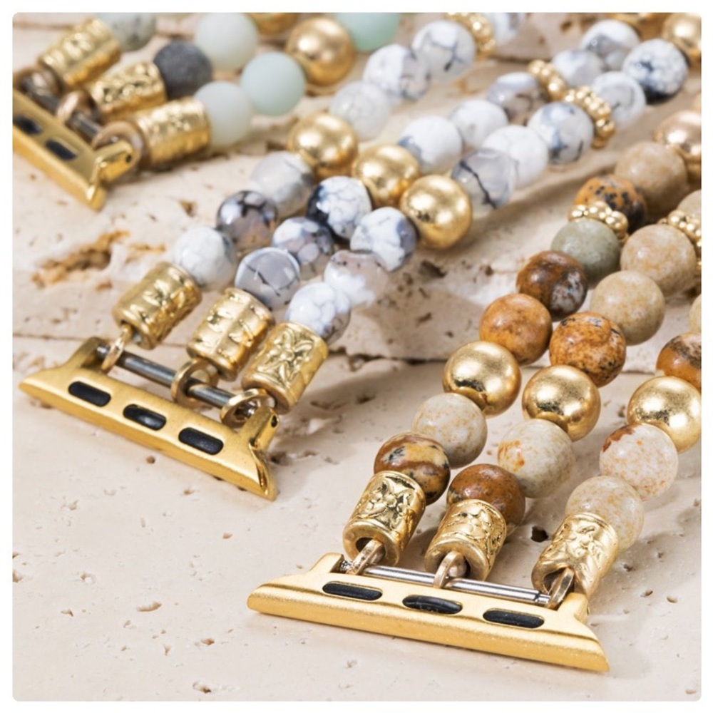 Howlite Stone & Beads Apple Watch Band - Picture 2 of 4